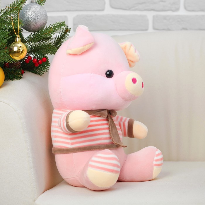 Мягкая игрушка "Хрюн" в полосатой футболке, с галстуком