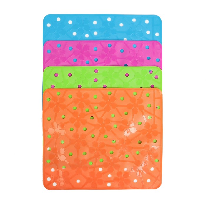 Коврик в раковину "Цветы" 30х26 см, цвет МИКС