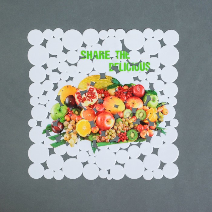 Коврик в раковину "Фрукты" 29х28,5 см, рисунок МИКС