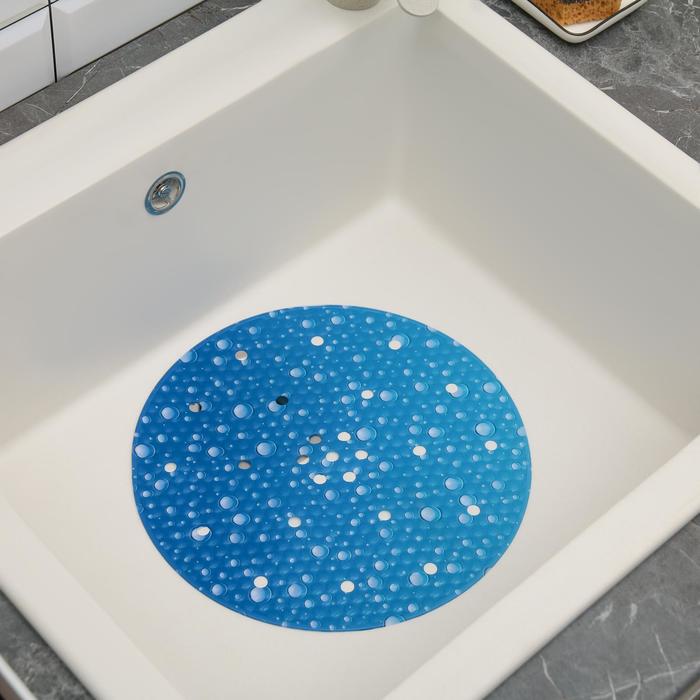 Коврик в раковину "Пузыри" 29х29 см, круглый