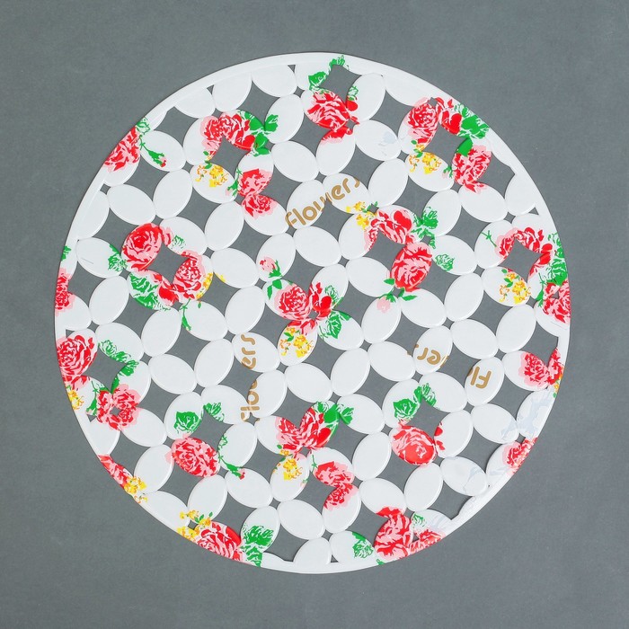 Коврик в раковину "Розы" 29х29 см, цвет МИКС