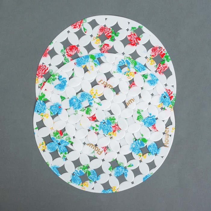 Коврик в раковину "Розы" 29х29 см, цвет МИКС