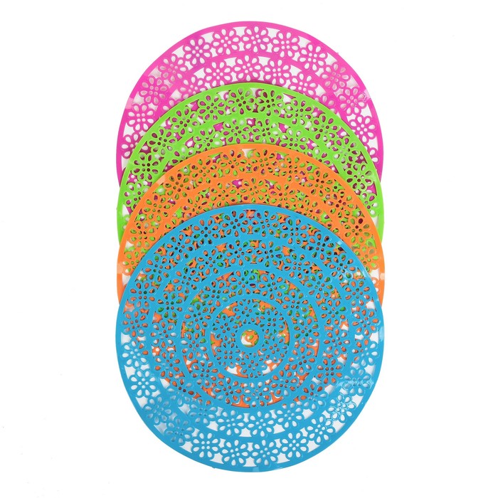 Коврик в раковину "Цветочки" 29х29 см, цвет МИКС