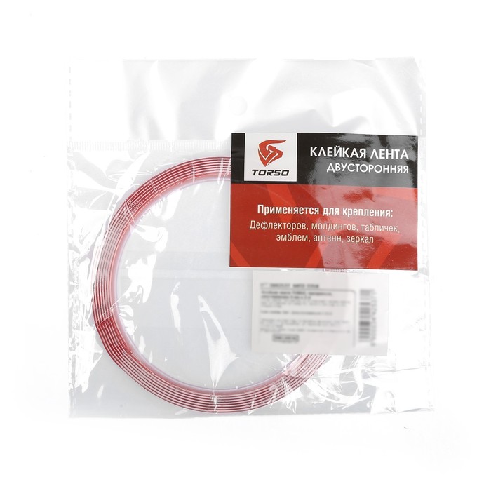 Клейкая лента TORSO, прозрачная, двусторонняя, акриловая, 4 мм x 2 м