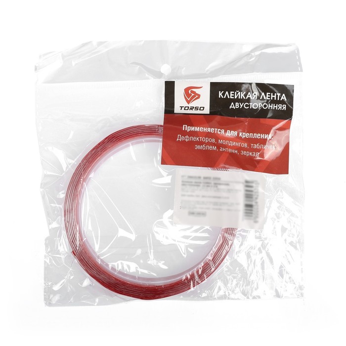 Клейкая лента TORSO, прозрачная, двусторонняя, акриловая, 12 мм x 2 м