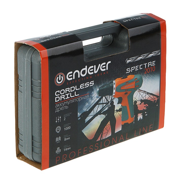 Дрель аккумуляторная Endever Spectre-2010, 10.8 В, 1000 об/мин, 1.3 Ач