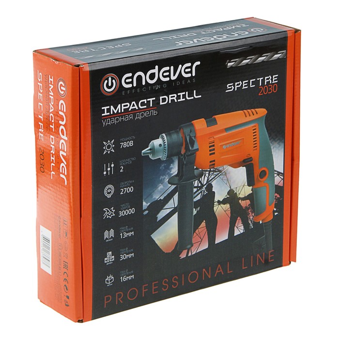 Электрическая дрель Endever Spectre-2030, 780 Вт, 2700 об/мин, ударная