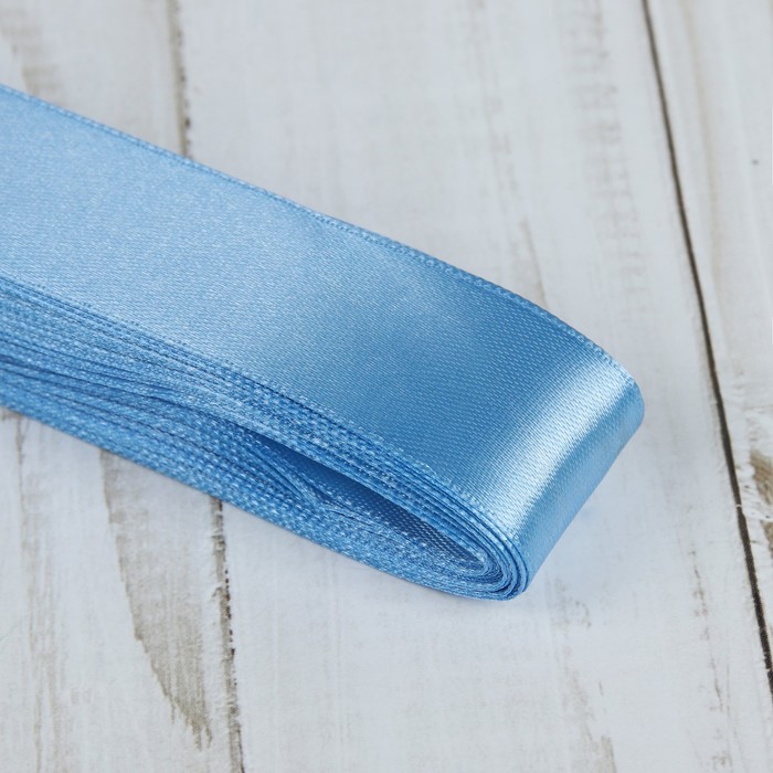 Лента атласная, 25мм, 5,4м, №049, цвет голубой