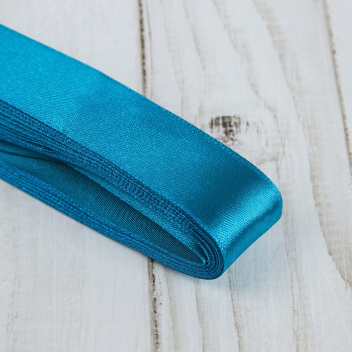 Лента атласная, 25мм, 5,4м, №074, цвет ярко-голубой