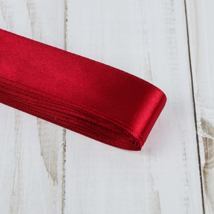 Лента атласная, 25мм, 5,4м, №078, цвет тёмно-бордовый