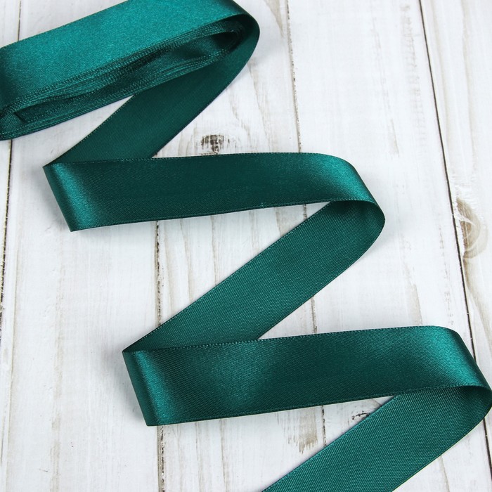 Лента атласная, 25мм, 5,4м, №106, цвет тёмно-зелёный