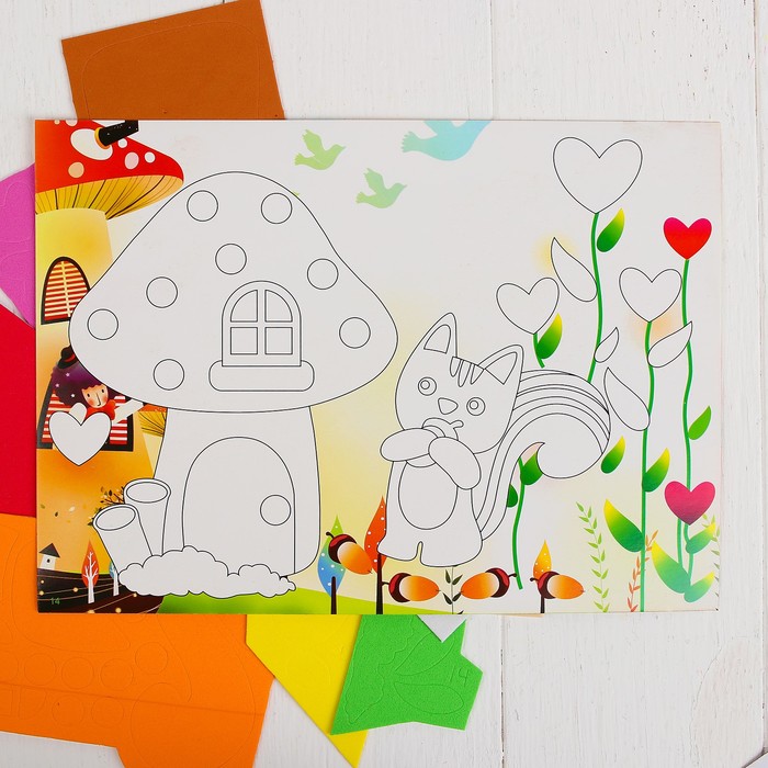 Аппликация 3D "Белочка и домик" из ЕVA