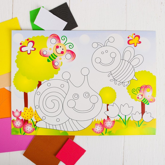 Аппликация 3D "Улитка и пчелка" из ЕVA