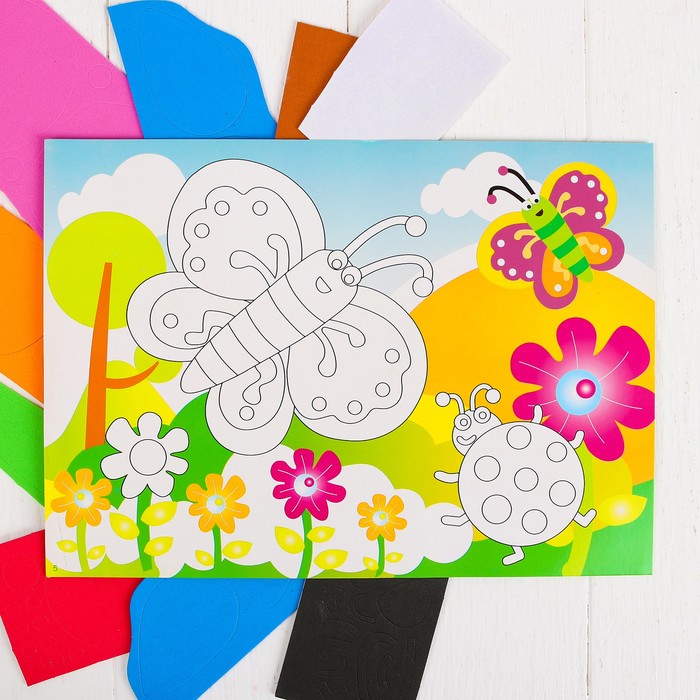 Аппликация 3D "Бабочки и божья коровка" из ЕVA