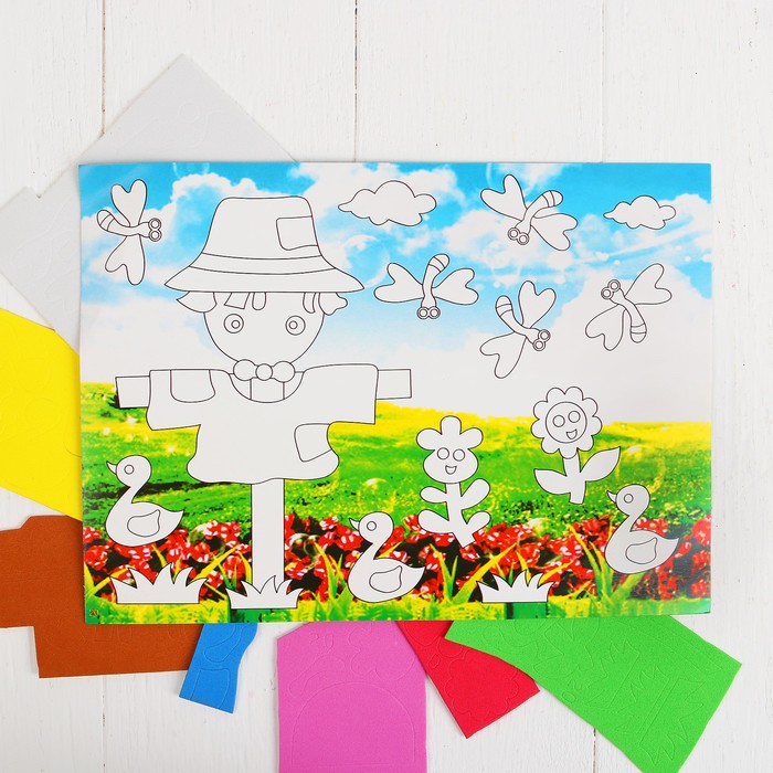 Аппликация 3D "Пугало на поле" из ЕVA