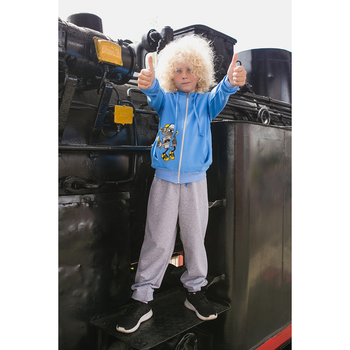 Спортивный костюм для мальчика MINAKU "Космос", рост 110-116 см, цвет серый/голубой