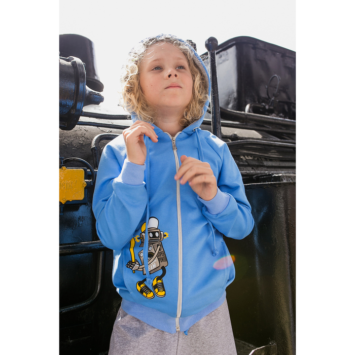 Спортивный костюм для мальчика MINAKU "Космос", рост 110-116 см, цвет серый/голубой