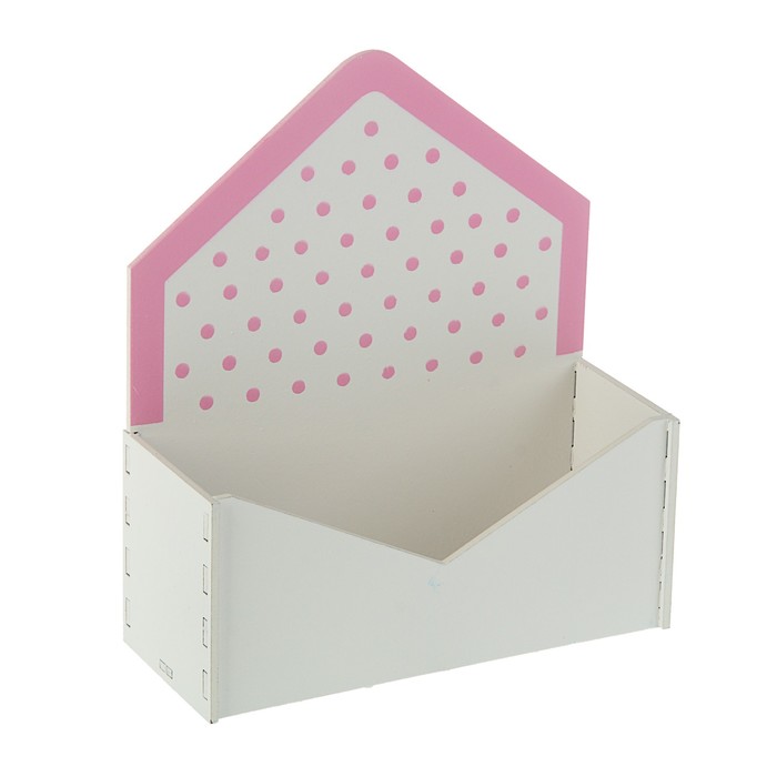 Кашпо флористическое "Конверт", с горошком, белый-розовый, 18 х 6,6 х 20,5 см