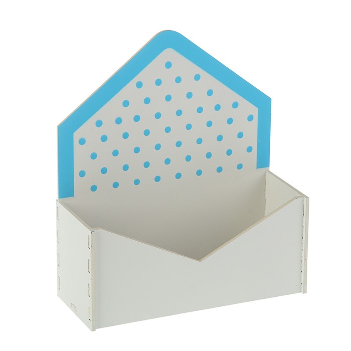 Кашпо флористическое "Конверт", с горошком, белый-голубой, 18 х 6,6 х 20,5 см