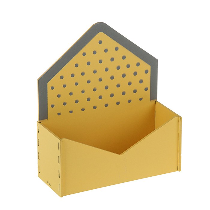 Кашпо флористическое "Конверт", с горошком, жёлтый-серый, 18 х 6,6 х 20,5 см