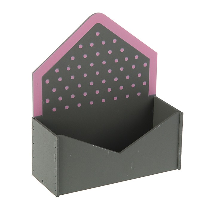 Кашпо флористическое "Конверт", с горошком, серый-розовый, 18 х 6,6 х 20,5 см