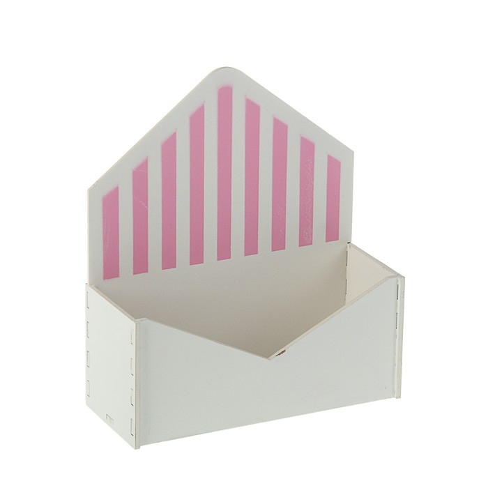 Кашпо флористическое "Конверт", с полоской, белый-розовый, 18 х 6,6 х 20,5 см