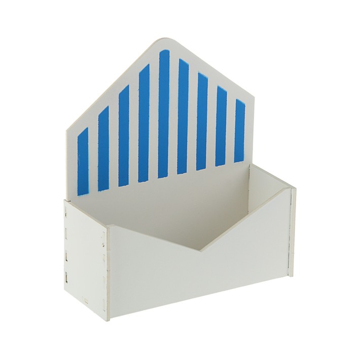 Кашпо флористическое "Конверт", с полоской, белый-синий, 18 х 6,6 х 20,5 см