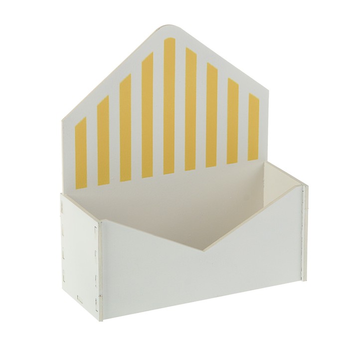 Кашпо флористическое "Конверт", с полоской, белый-жёлтый, 18 х 6,6 х 20,5 см