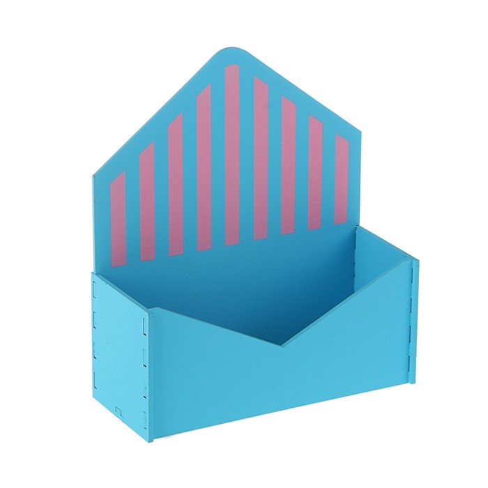 Кашпо флористическое "Конверт", с полоской, голубой-розовый, 18 х 6,6 х 20,5 см