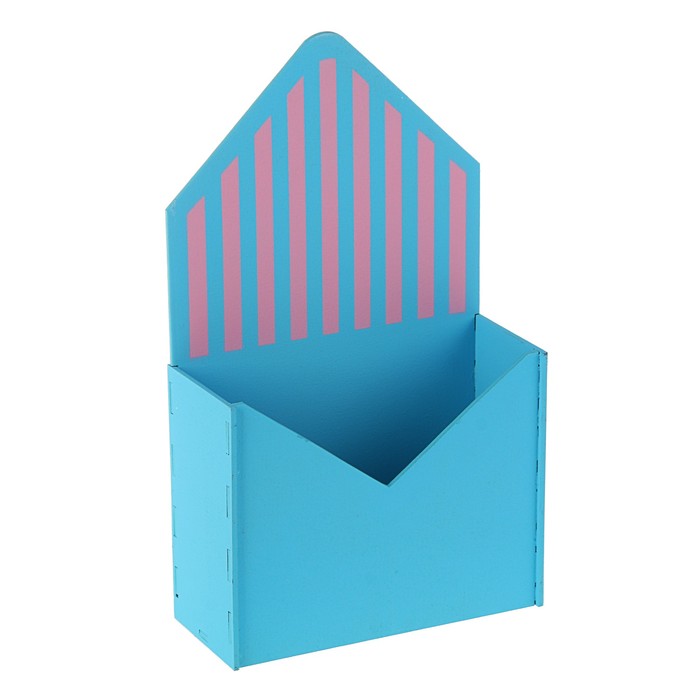 Кашпо флористическое "Конверт", с полоской, голубой-розовый, 17 х 6,5 х 29,5 см