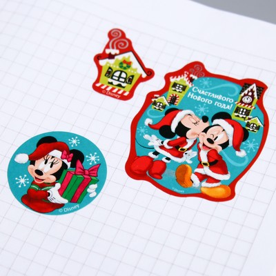 Наклейки бумажные "С Новым Годом!", Микки Маус и друзья, 11х16 см