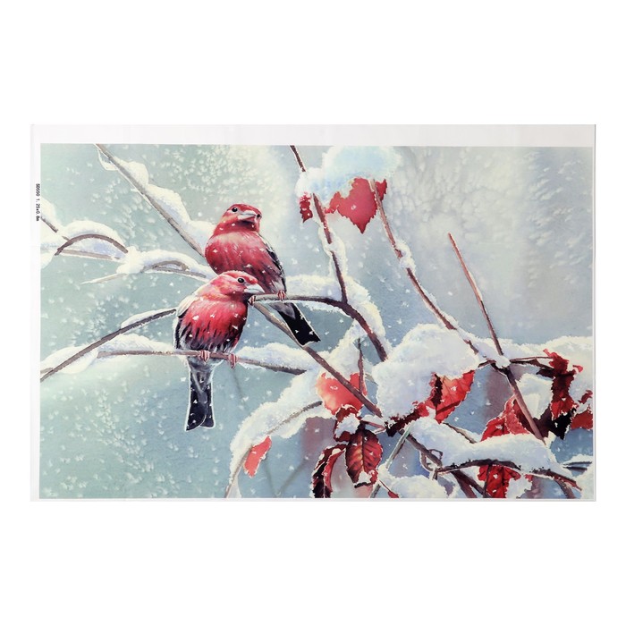 Фотофон винил "Птицы на клёне" 80х125 см