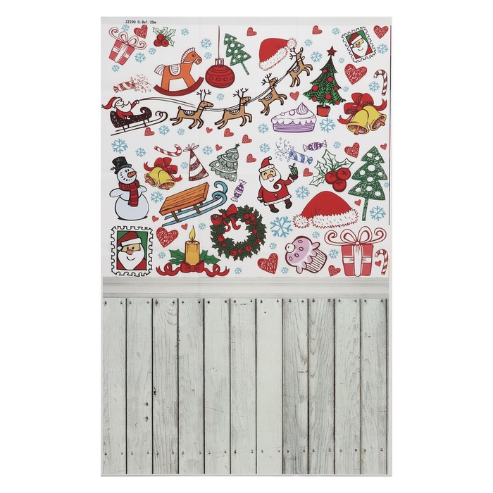 Фотофон винил "Новый год и доски" стена+пол 125х80 см