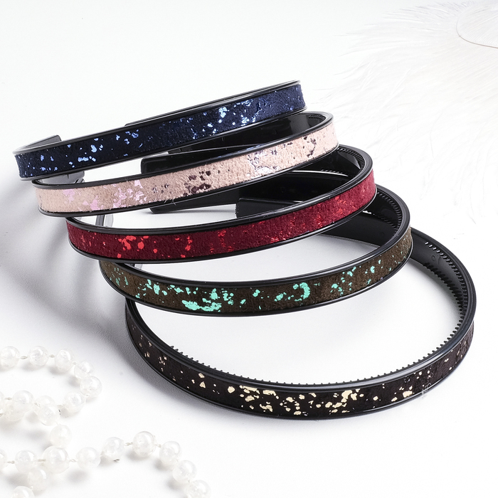 Ободок для волос "Окантовка" 0,9 см блеск, микс