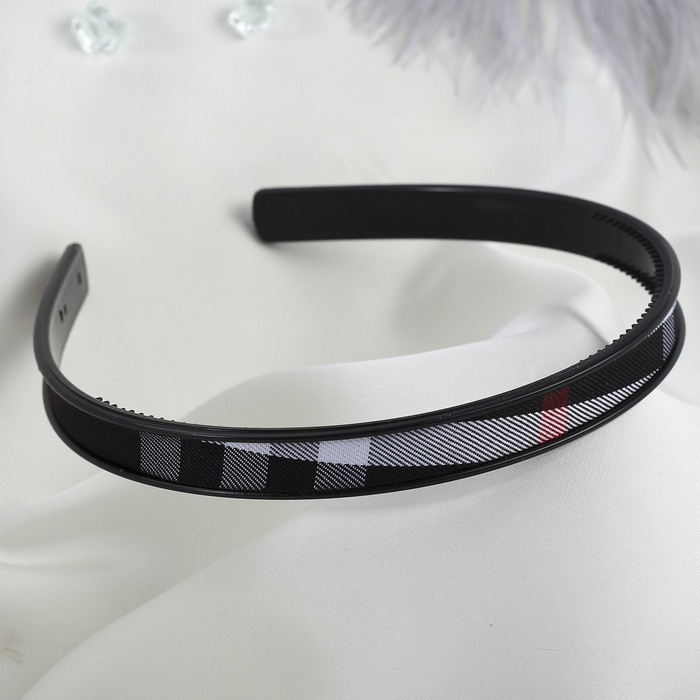 Ободок для волос "Окантовка" 0,9 см клетка, микс