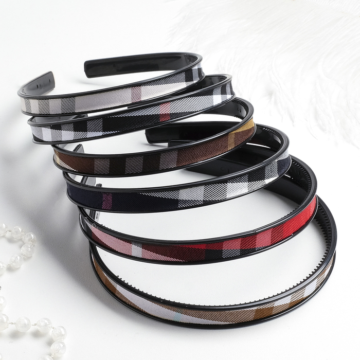 Ободок для волос "Окантовка" 0,9 см клетка, микс