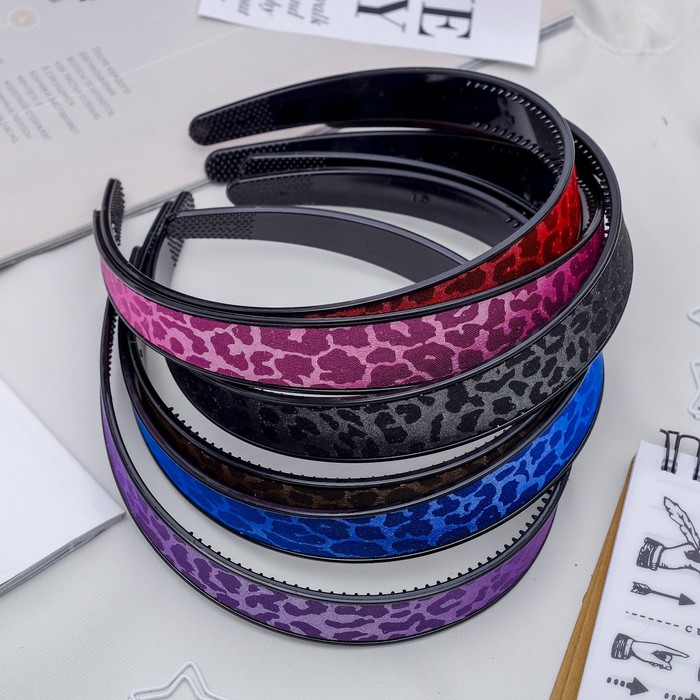 Ободок для волос "Окантовка" 2 см леопард, микс