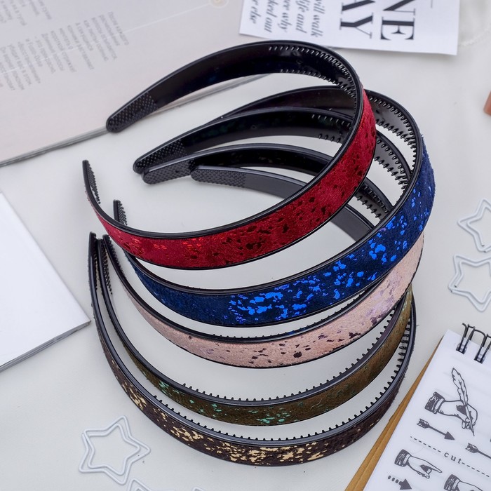 Ободок для волос "Окантовка" 2 см блестки, микс