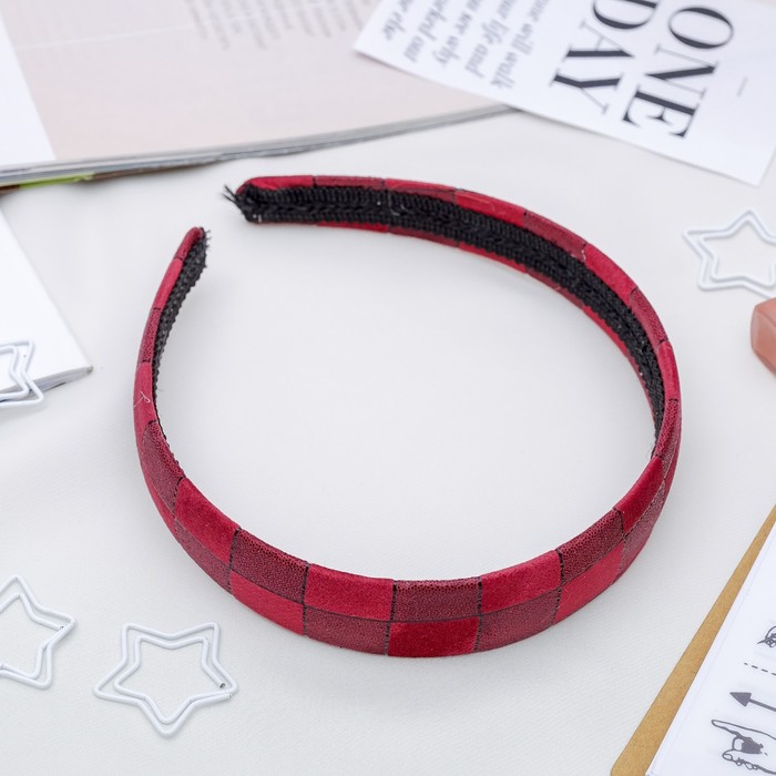 Ободок для волос "Космея" 2,5 см клетка бархат, микс