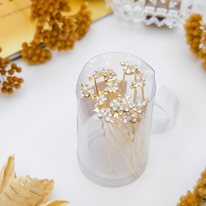 Шпилька для волос "Сердце со стрелой" с жемчужиной