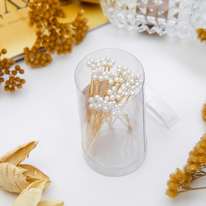 Шпилька для волос "Нежный цветок", жемчужинки