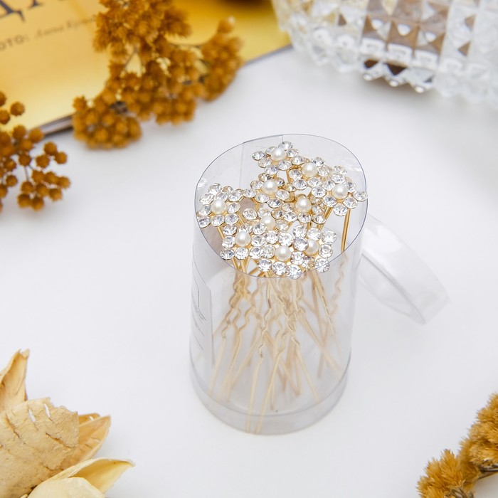 Шпилька для волос "Ромбик" с жемчужиной