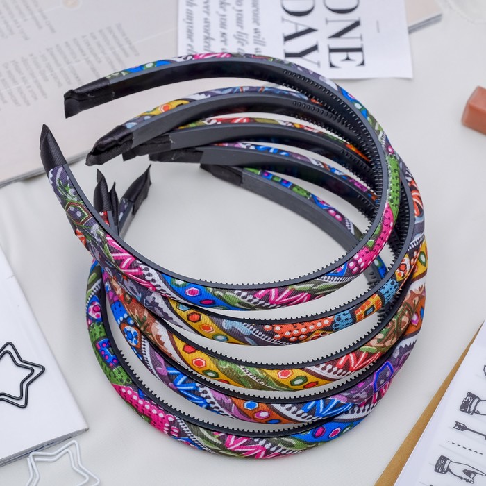 Ободок для волос "Романтик" 1,1 см орнамент микс