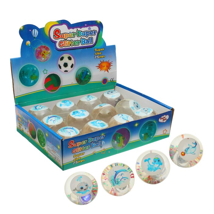 Мяч световой "Дельфин" с водой 7,5 см, цвета МИКС