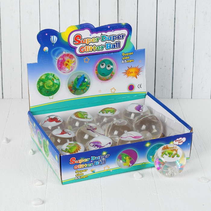 Мяч световой "Динозаврик" с водой 6,5 см, виды МИКС