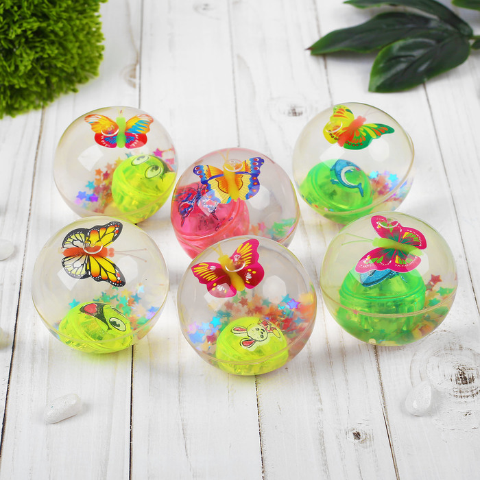 Мяч световой "Бабочка" с водой 6,5 см, цвета МИКС