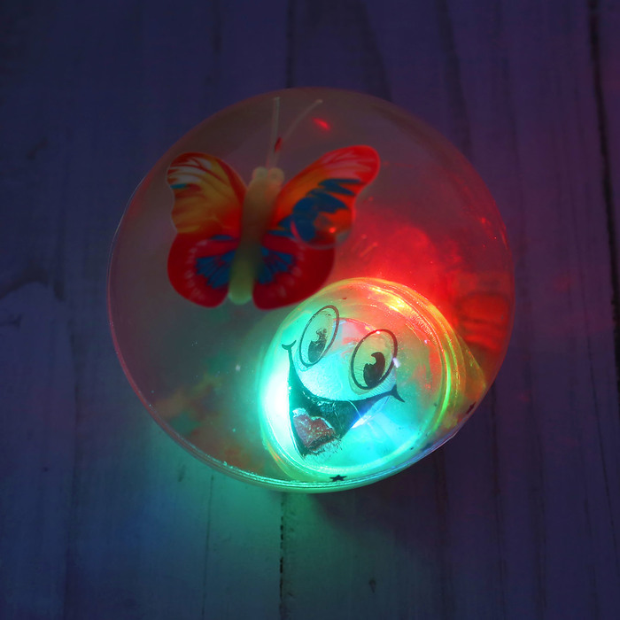 Мяч световой "Бабочка" с водой 6,5 см, цвета МИКС
