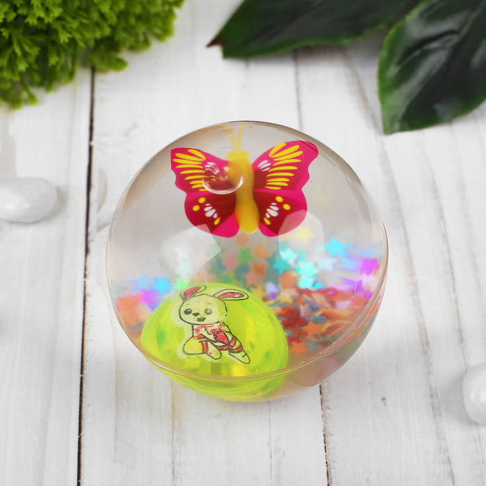 Мяч световой "Бабочка" с водой 6,5 см, цвета МИКС