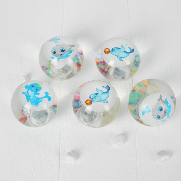 Мяч световой "Дельфин" с водой 6,5 см, цвета МИКС