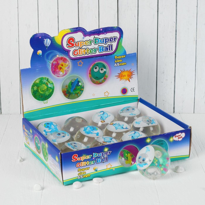 Мяч световой "Дельфин" с водой 6,5 см, цвета МИКС